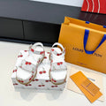 LV Maya Platform Sandals Cherry Motif 6cm White Cowhide Denim 572494