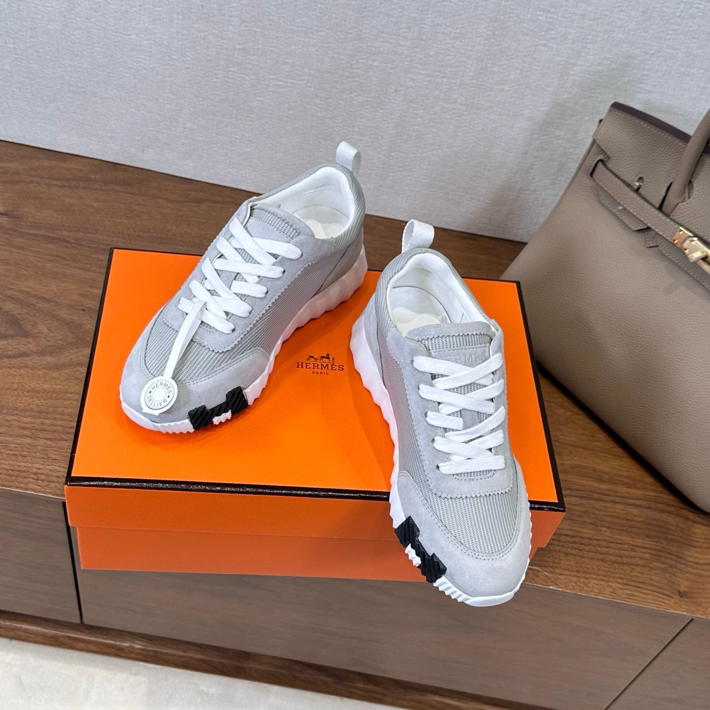 HM 26S Bouncing Sneaker In Grey Suede Mesh 543803