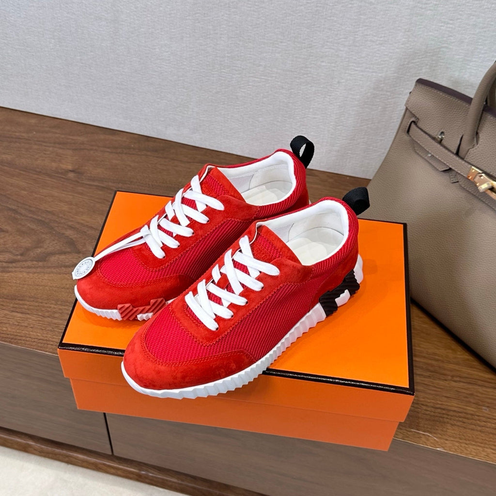 HM 26S Bouncing Sneaker In Red mix White Suede Mesh 543809