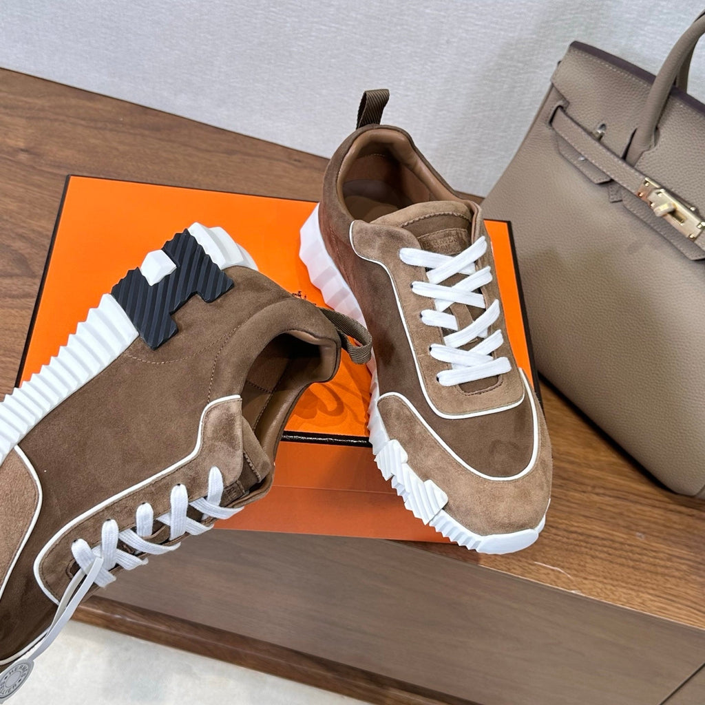 HM 26S Bouncing Sneaker In Brown mix White Suede 543812