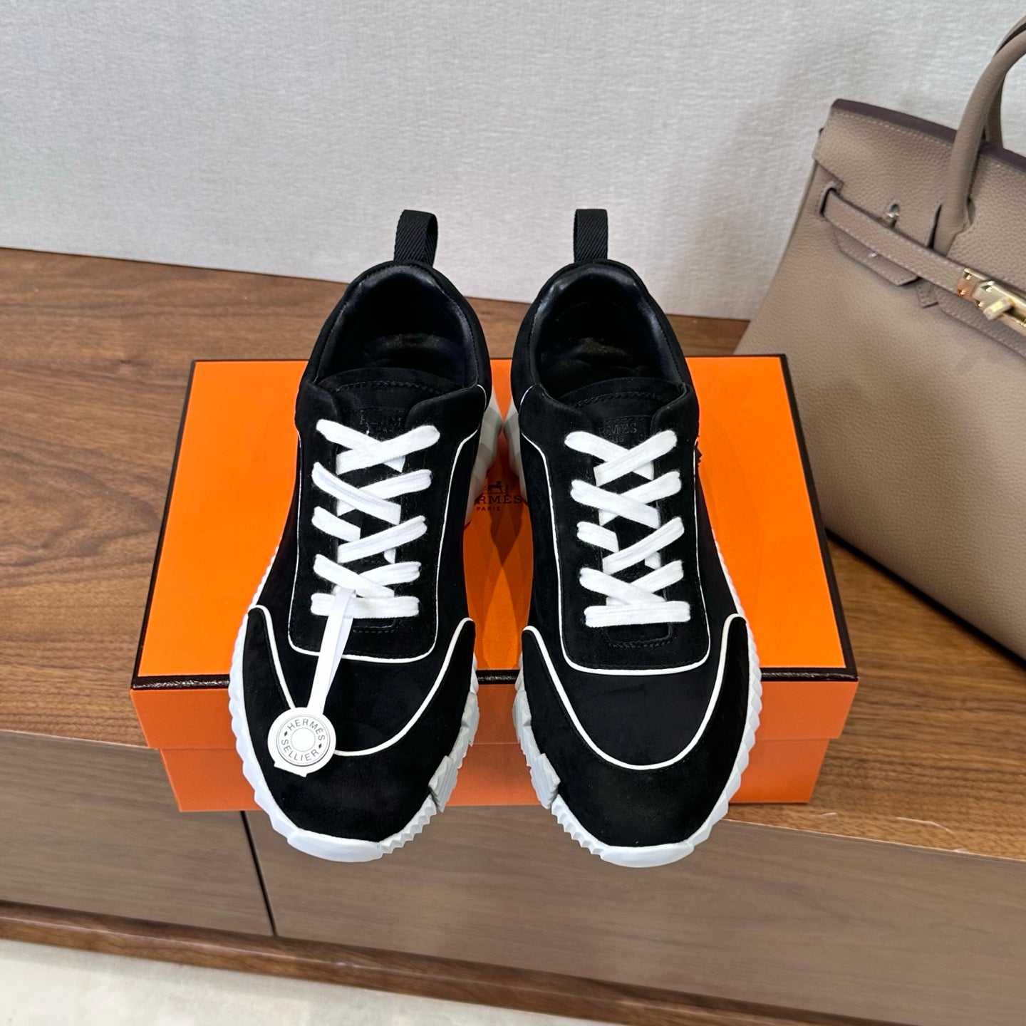 HM 26S Bouncing Sneaker In Black mix White Suede 543814