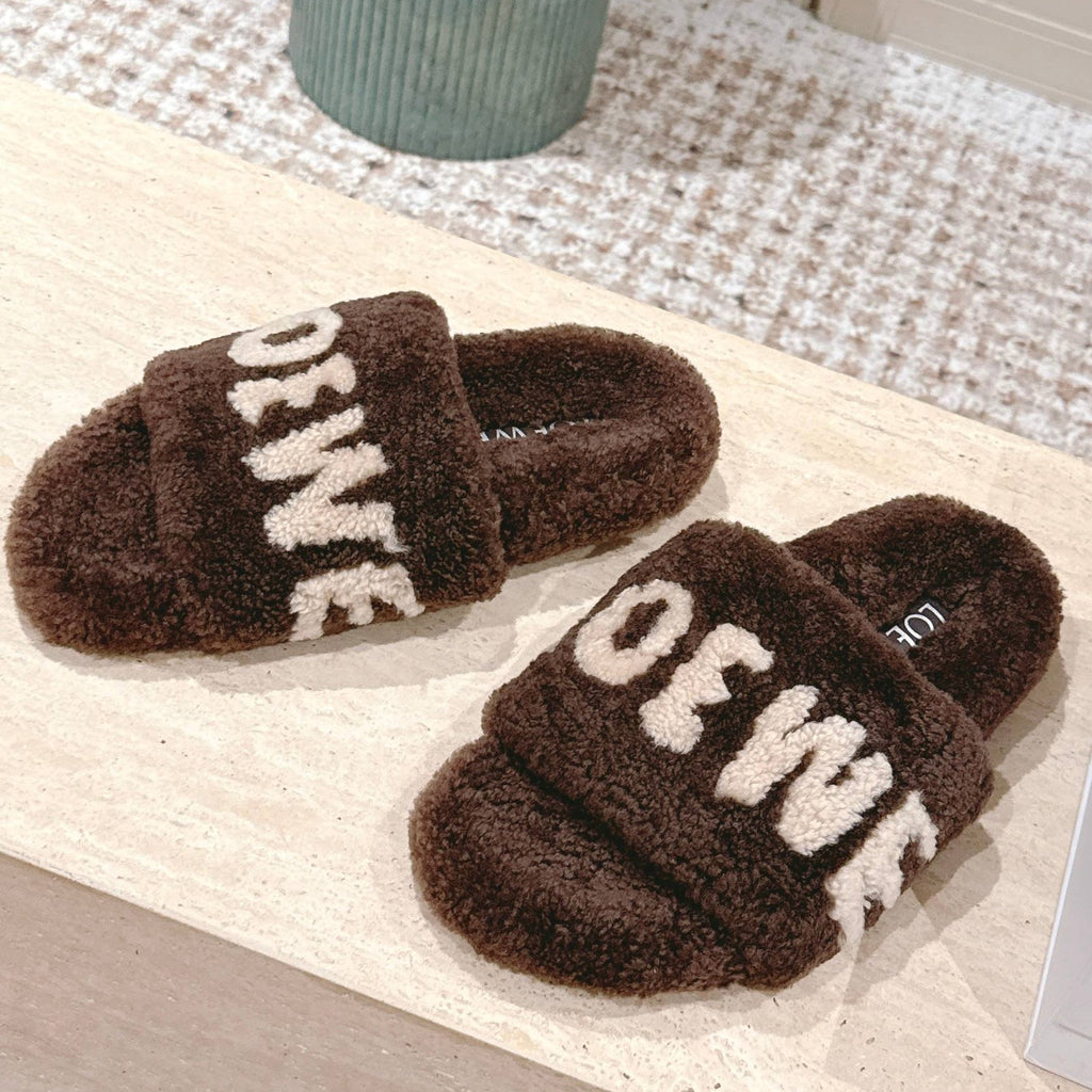 Loewe 2025 Fur Slipper Brown Beige Wool 556013