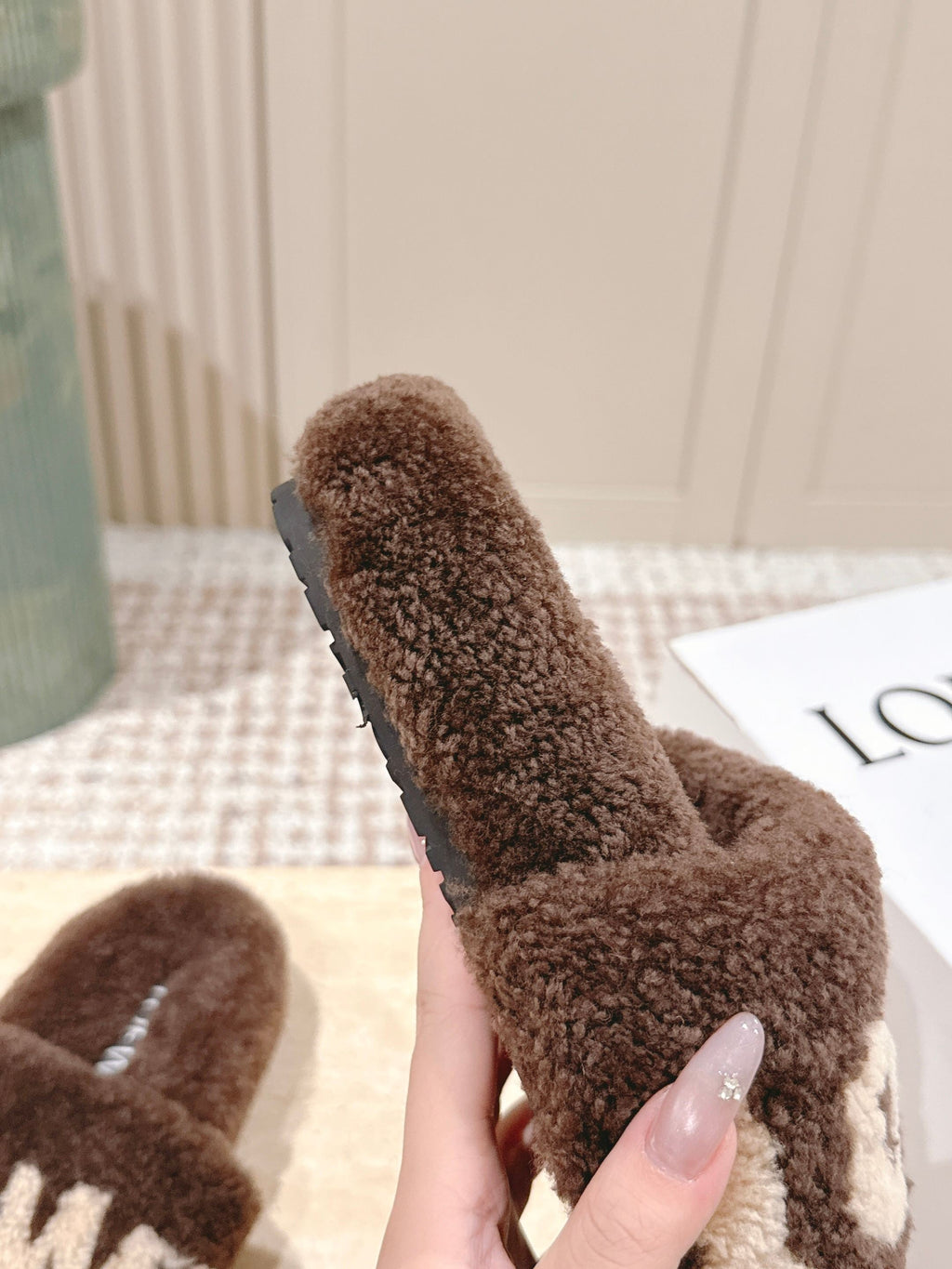 Loewe 2025 Fur Slipper Brown Beige Wool 556013