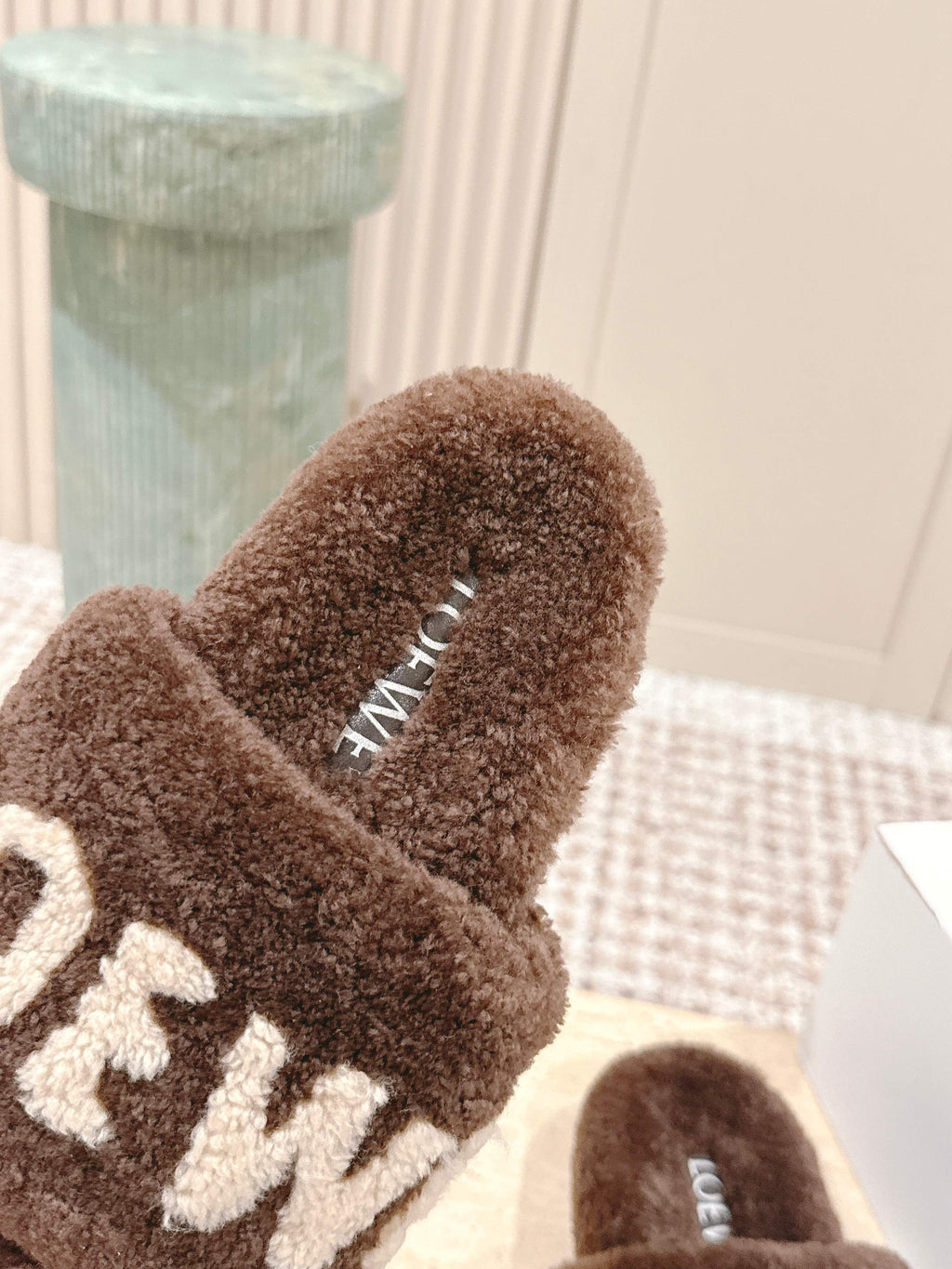 Loewe 2025 Fur Slipper Brown Beige Wool 556013