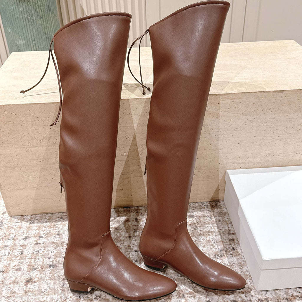 The Row 2025 Over-the-knee Boot Brown Elastic PU Sheepskin 556128