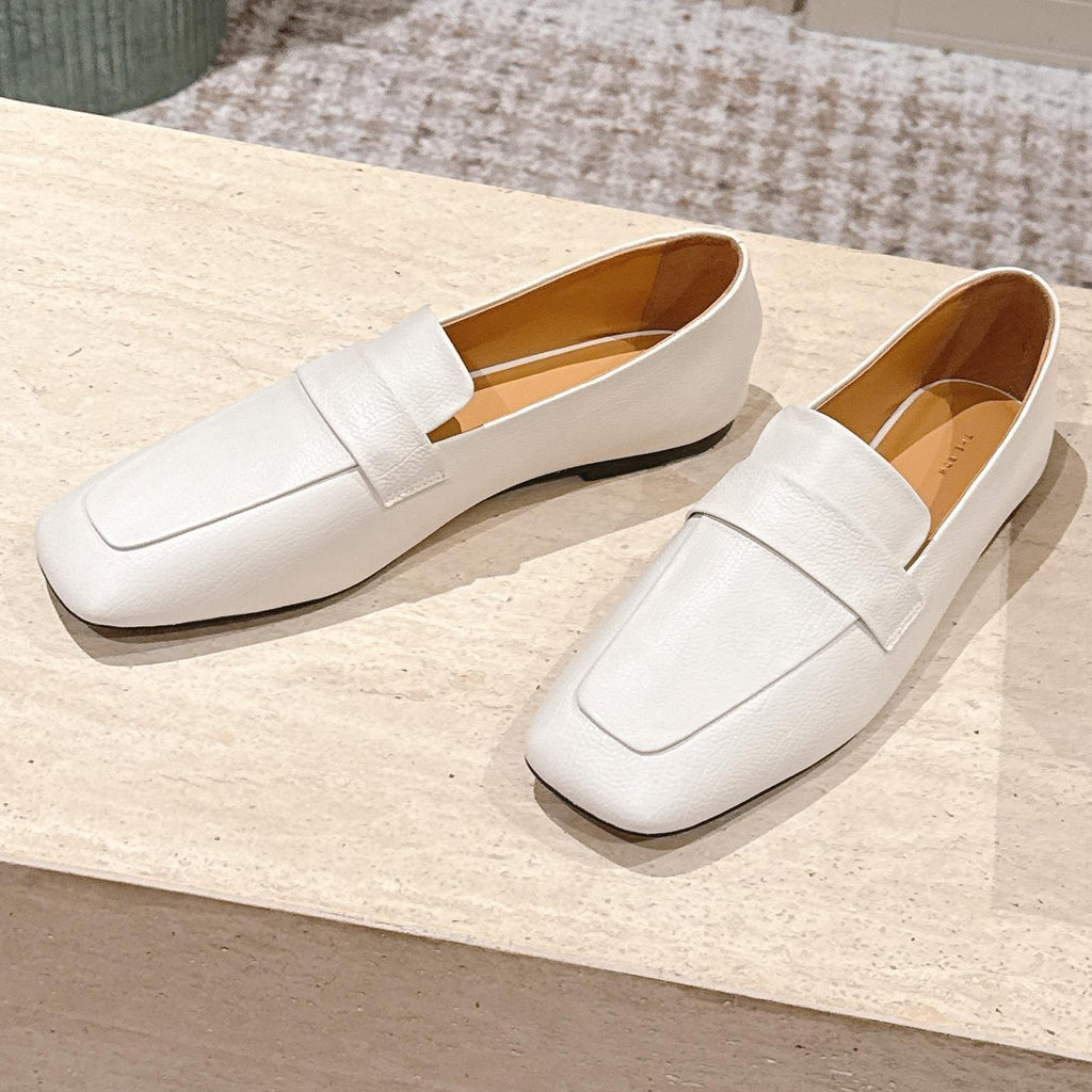 The Row 2025 Square Toe Loafer Cream Sheepskin 556137