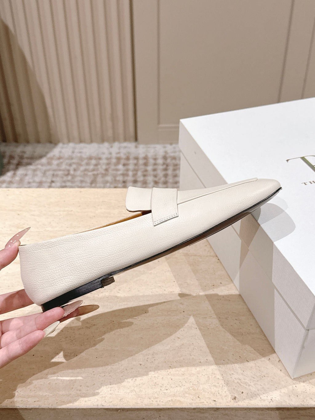 The Row 2025 Square Toe Loafer Cream Sheepskin 556137