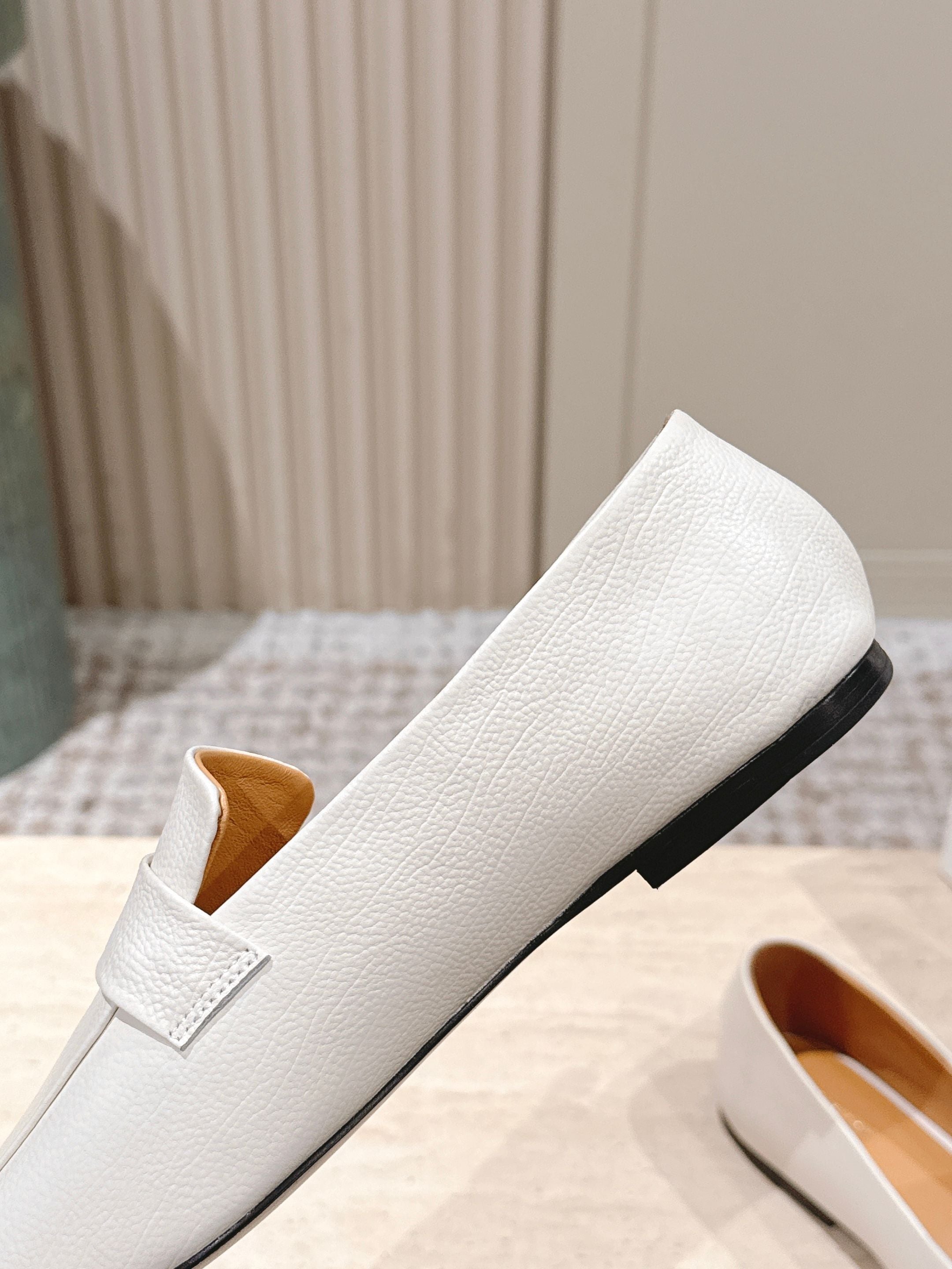 The Row 2025 Square Toe Loafer Cream Sheepskin 556137