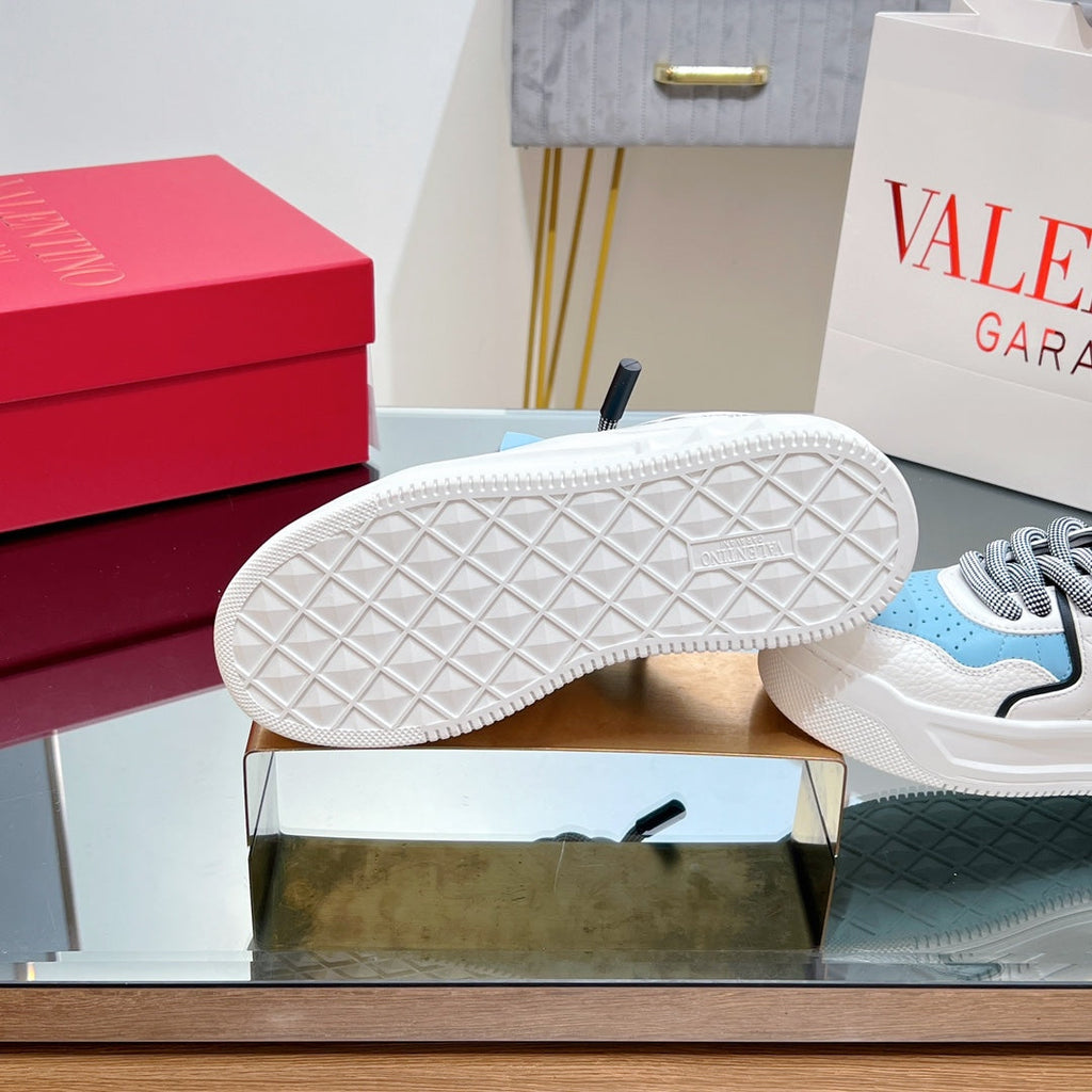 VT 2025 Garavani Sneakers White Black Blue Cowhide 546975