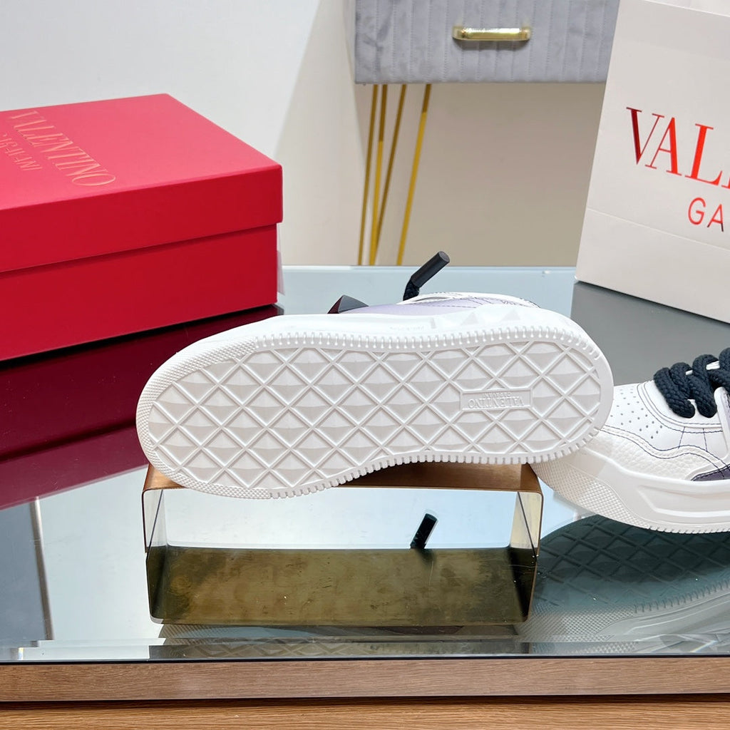 VT 2025 Garavani Sneakers White Black Purple Cowhide 546974