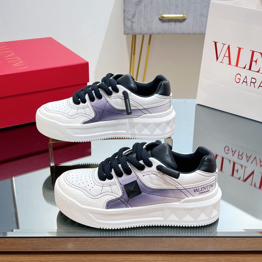 VT 2025 Garavani Sneakers White Black Purple Cowhide 546974