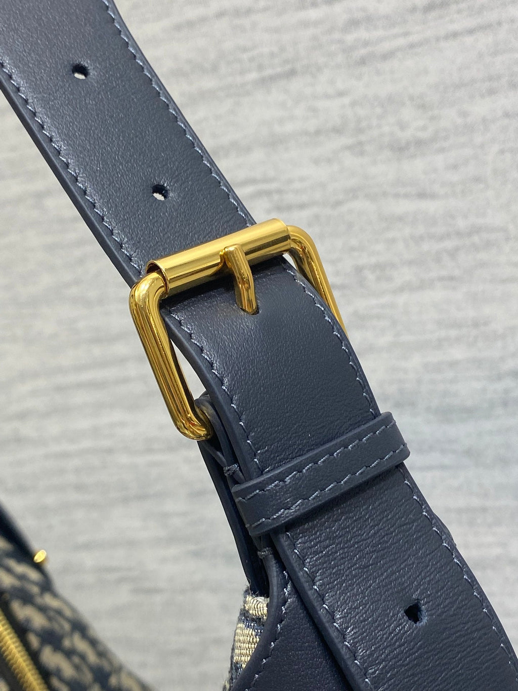 Dior 2025 Voyage Bag 34cm Navy Blue mix Beige Canvas Leather 270576