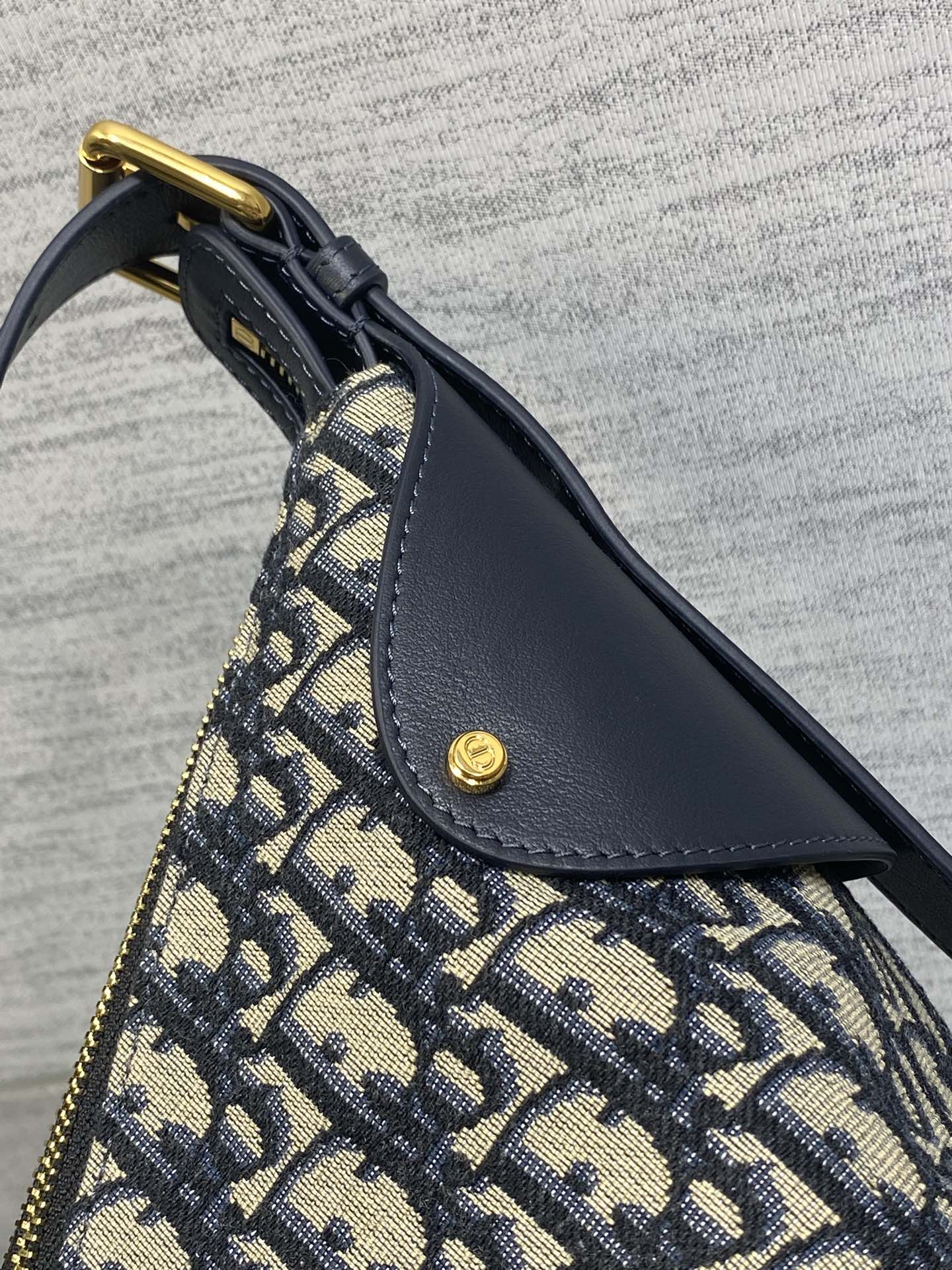 Dior 2025 Voyage Bag 34cm Navy Blue mix Beige Canvas Leather 270576