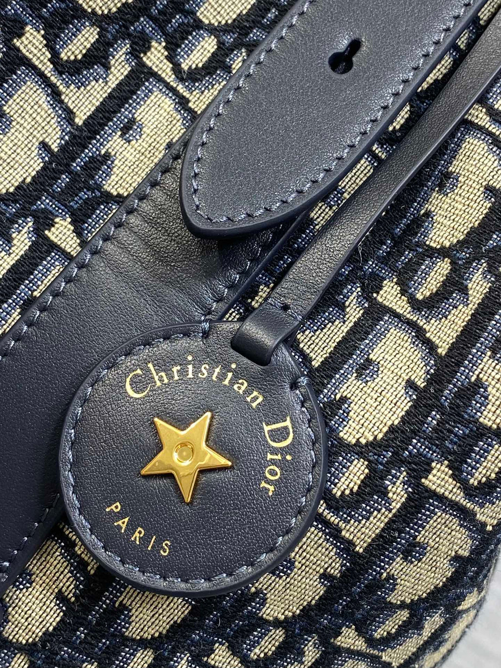 Dior 2025 Star Bucket Bag Navy Blue mix Beige Canvas Leather 270450