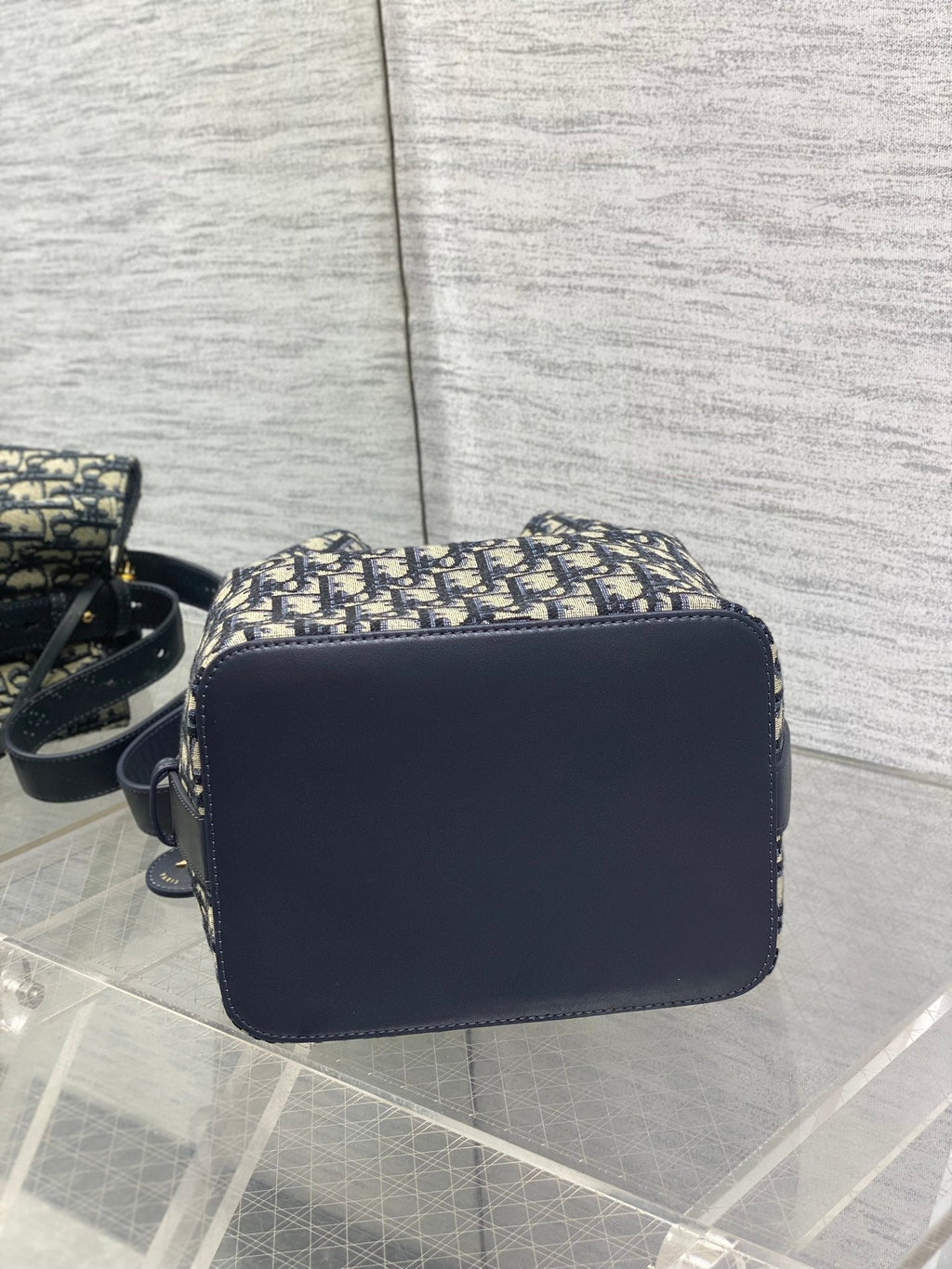 Dior 2025 Star Bucket Bag Navy Blue mix Beige Canvas Leather 270450