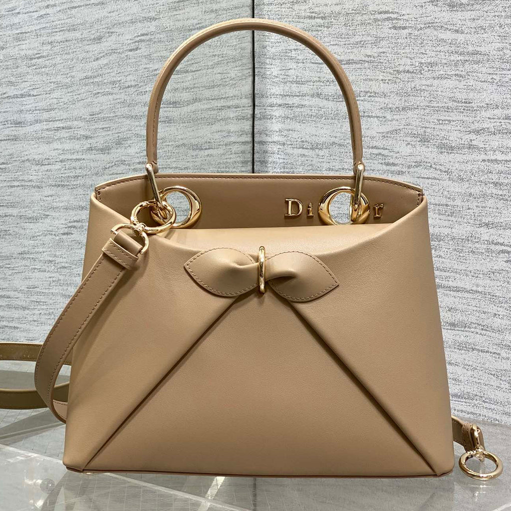 Dior 2025 Bow Bag 28cm Beige Leather 272513