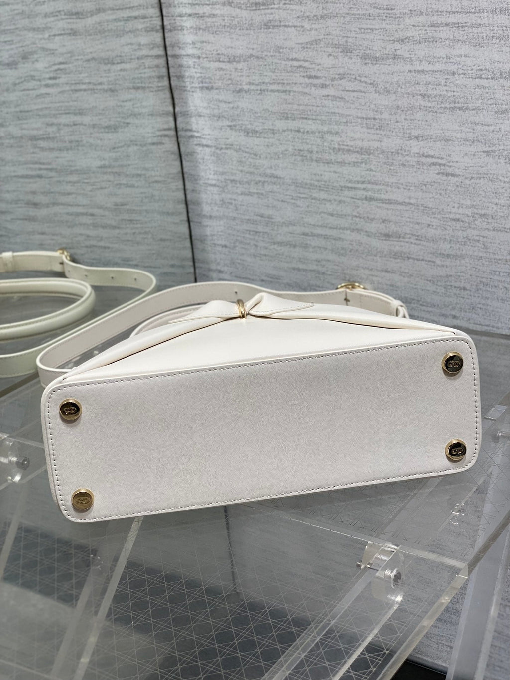 Dior 2025 Bow Bag 28cm White Leather 272515
