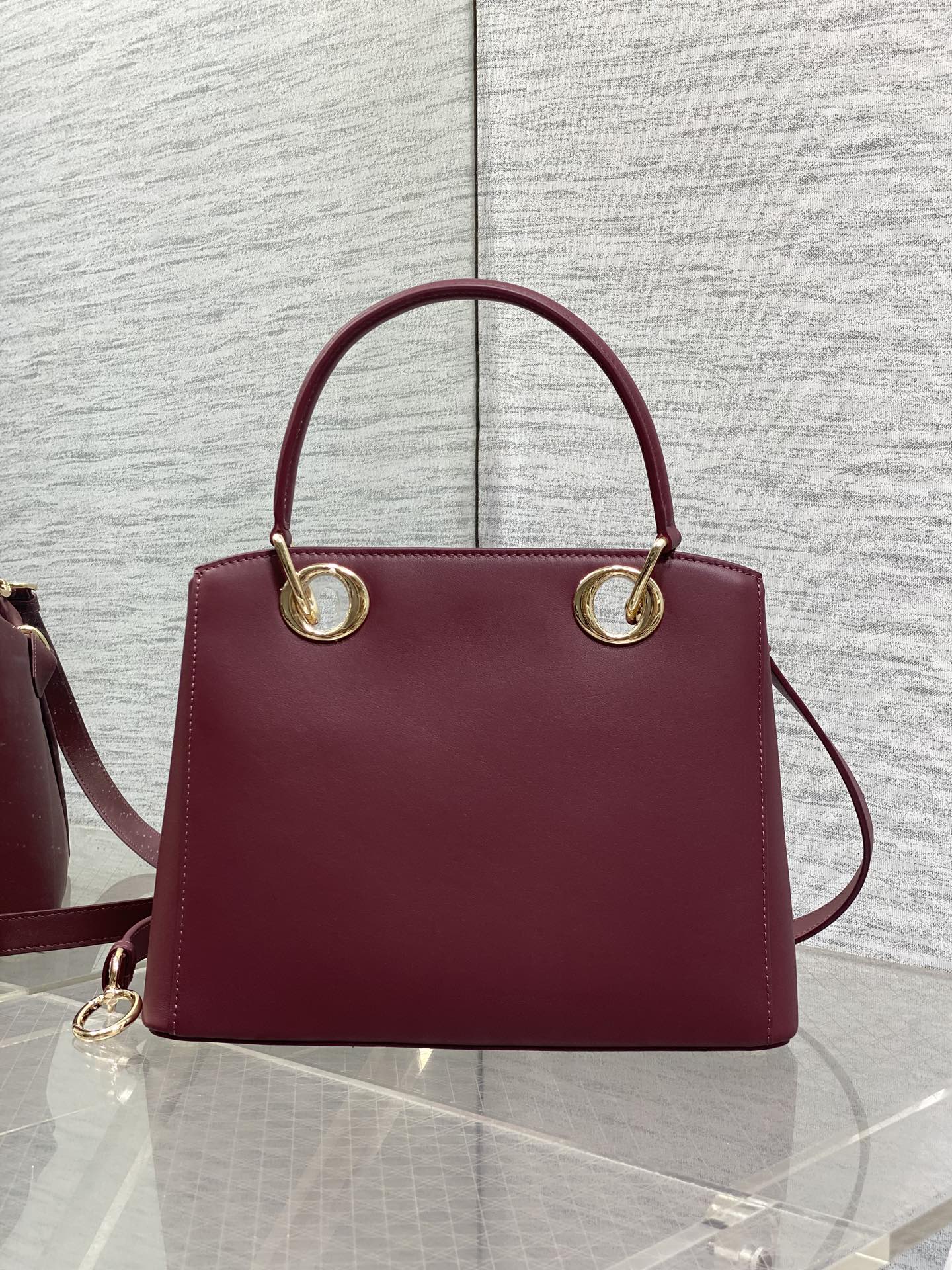 Dior 2025 Bow Bag 28cm Burgundy Leather 272517