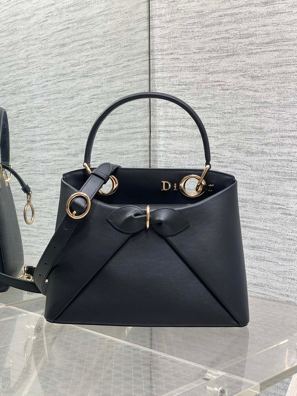 Dior 2025 Bow Bag 28cm Black Leather 272519