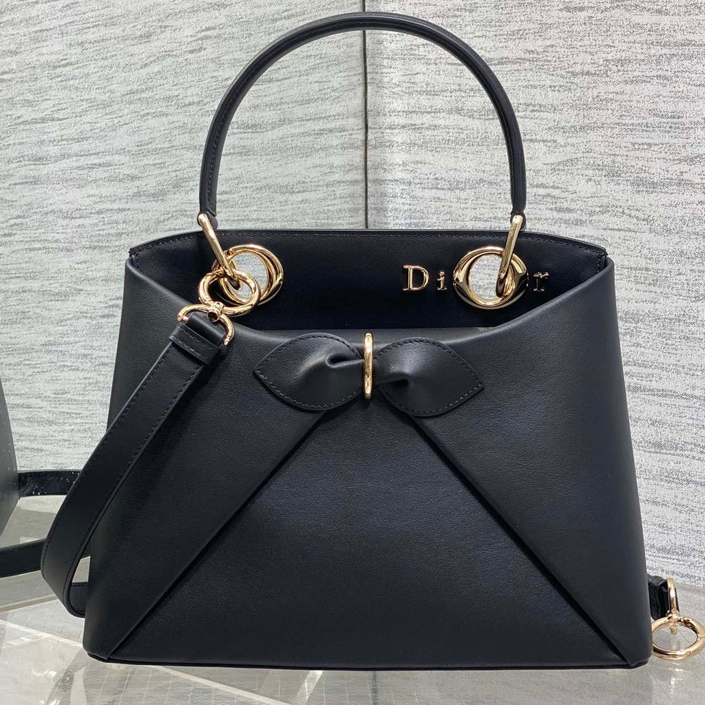 Dior 2025 Bow Bag 28cm Black Leather 272519