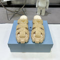 Prada Monolith Sandals 55mm Beige Raffia Cowhide 564336