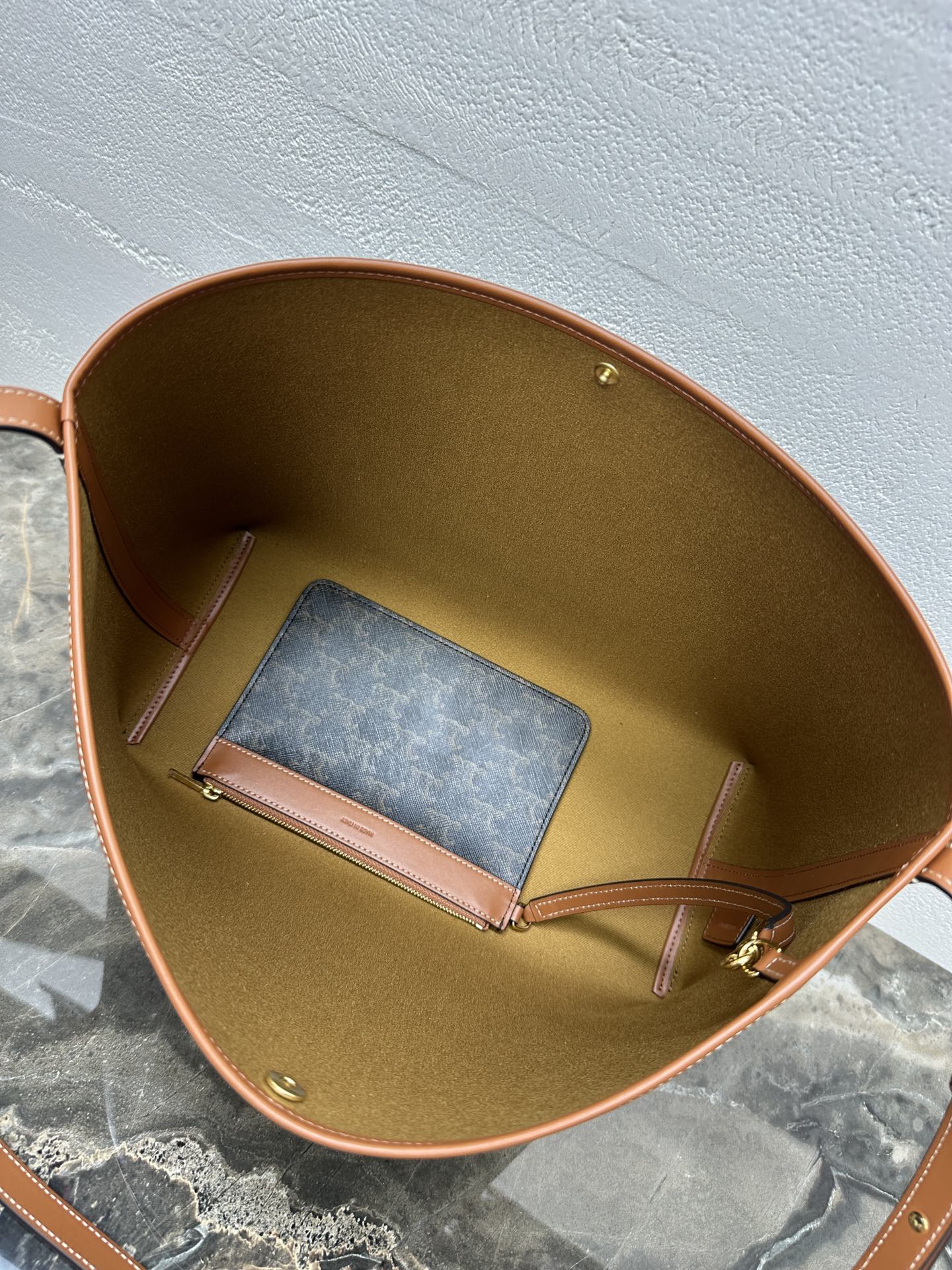 Celine Soft Shopper Bag in Triomphe Brown Black Canvas and Calfskin