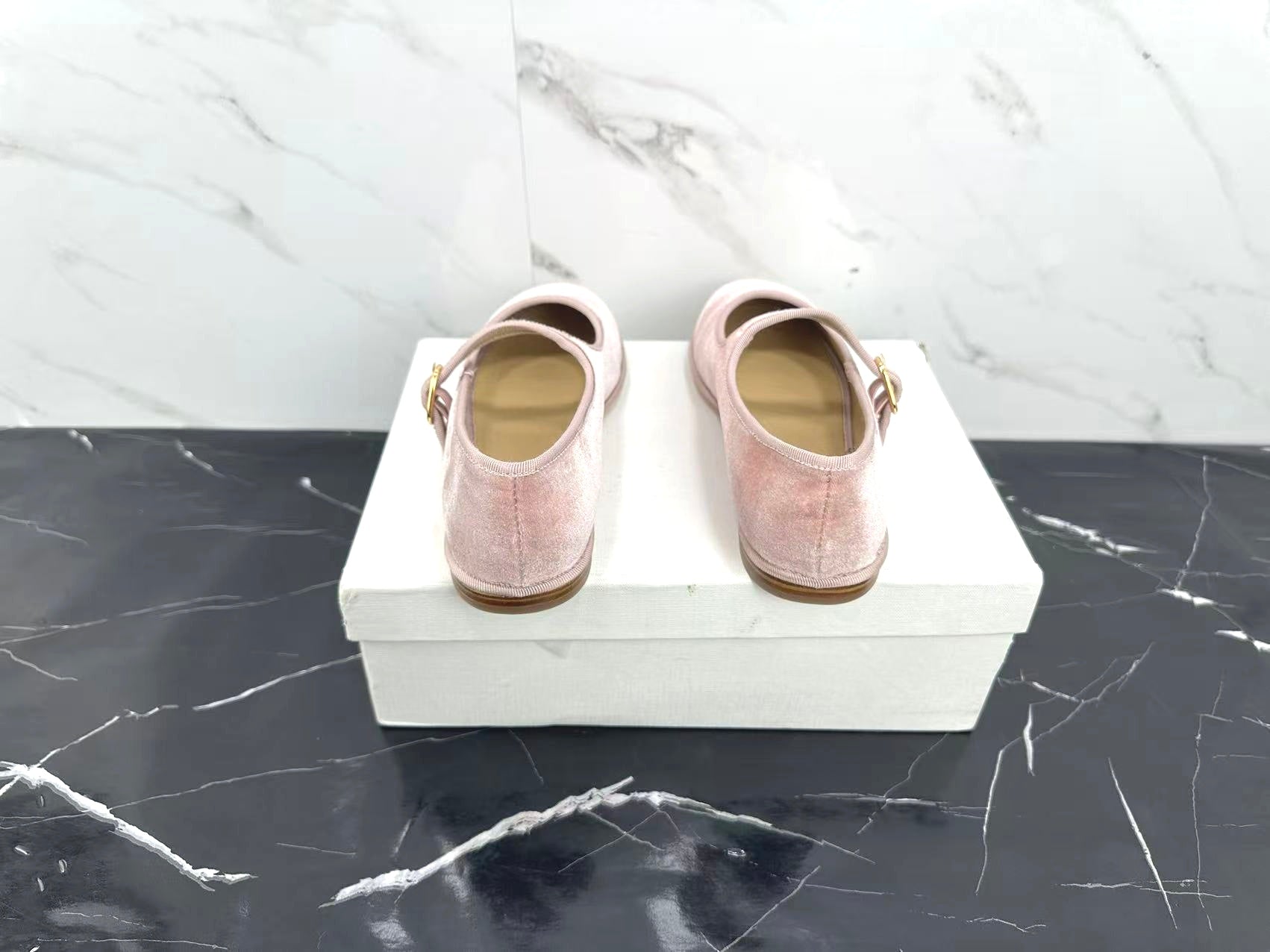 Celine 25 Eve Triomphe Ballet Flat Pink Velvet 547724