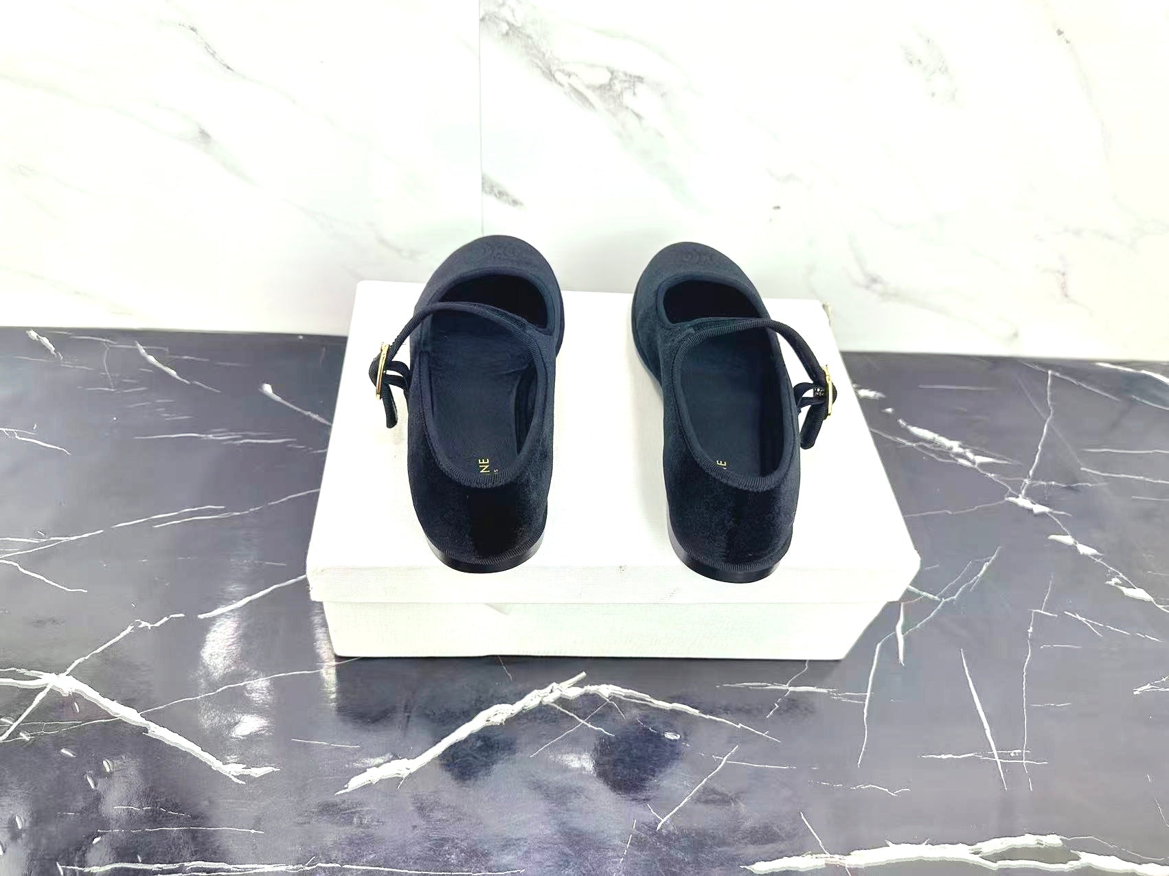 Celine 25 Eve Triomphe Ballet Flat Blue Velvet 547726