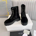 Celine 25s Triomphe Rangers Mid Lace-Up Boot Black Suede