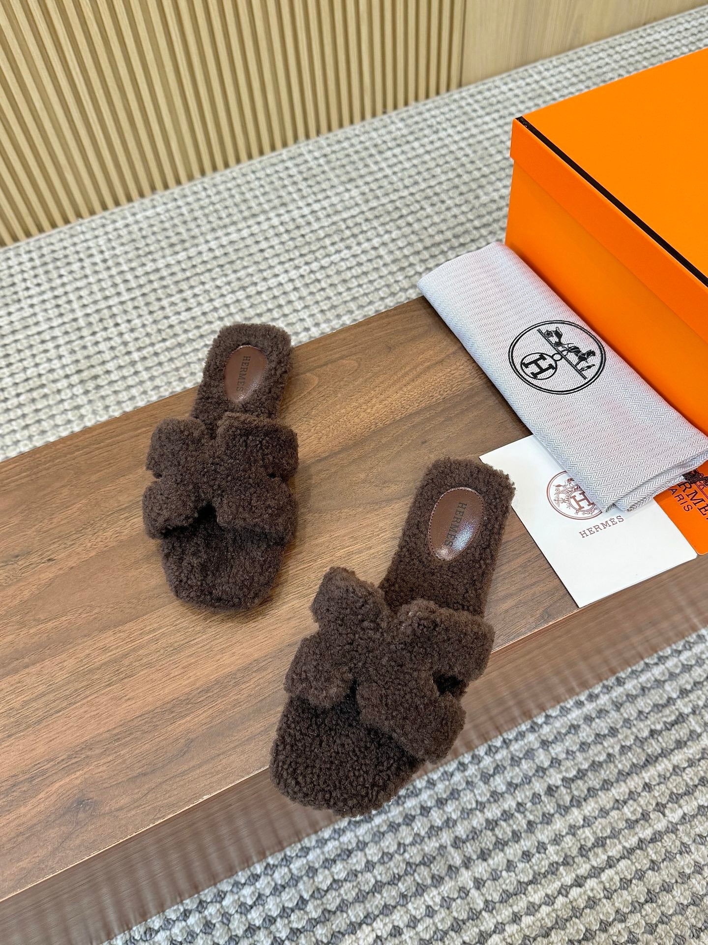 HM Oran Sandal Brown Coffee Wool  543689