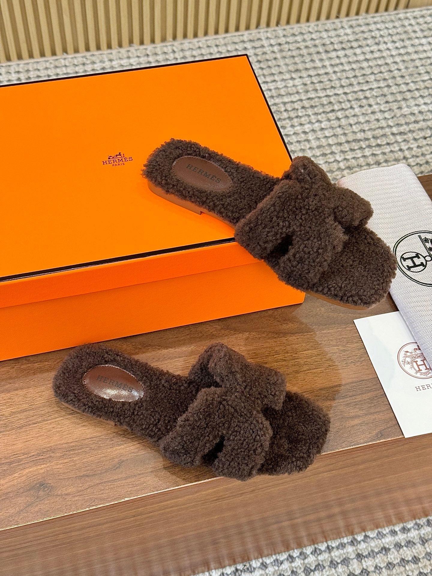 HM Oran Sandal Brown Coffee Wool  543689