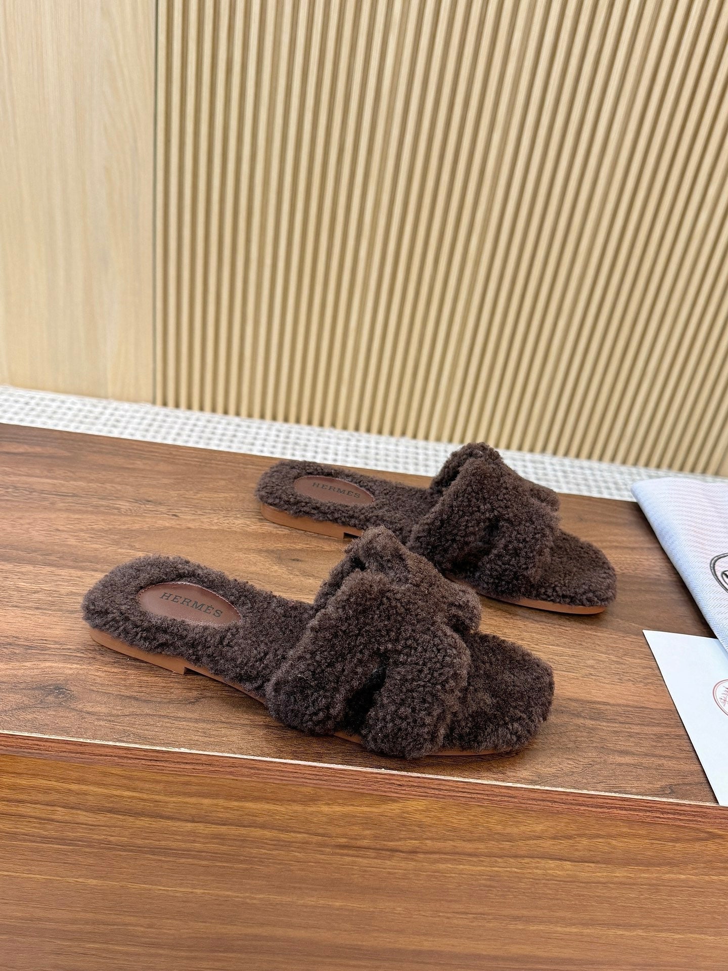 HM Oran Sandal Brown Coffee Wool  543689