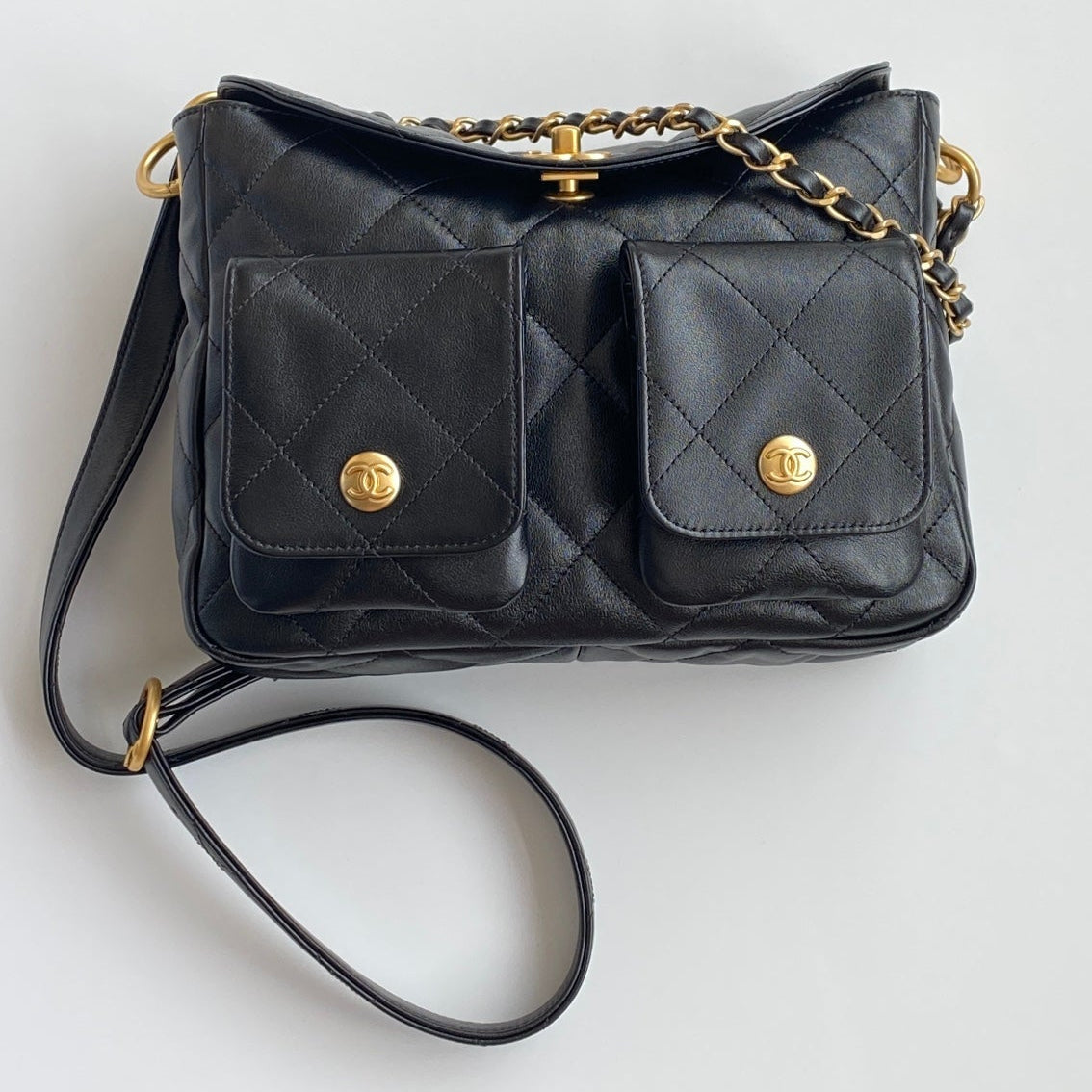 Chanel 25 Hobo Bag Black Lambskin