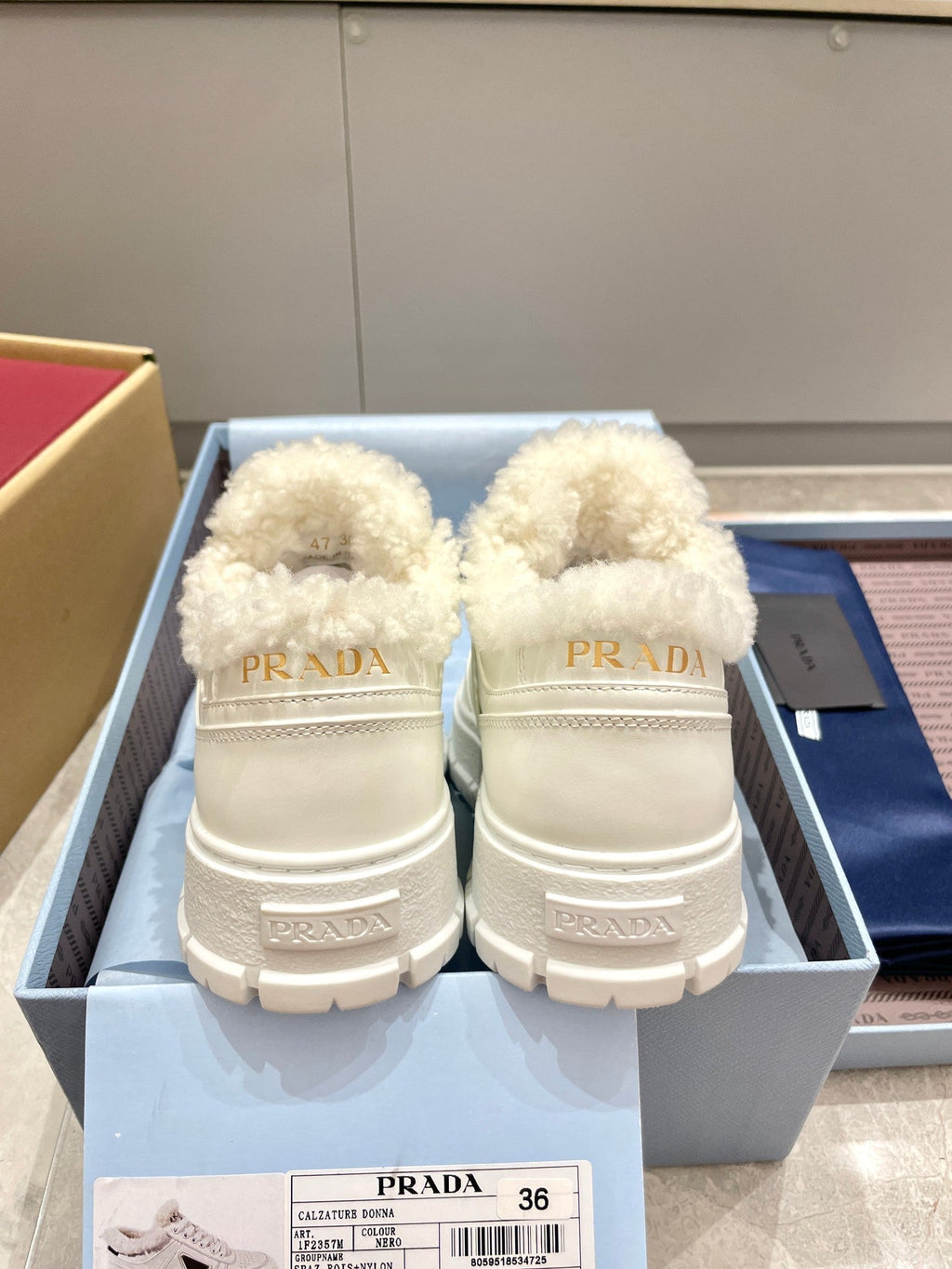 Pra 2025 Sneaker White Calfskin Wool 555234