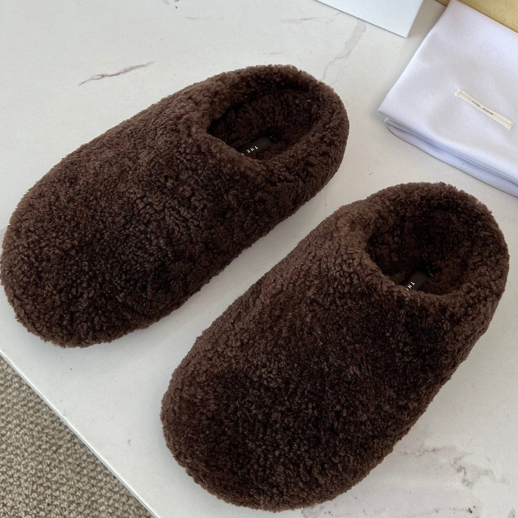 The Row 2025 Retro Oversized Toe Birkenstock Slipper Dark Brown Wool 576031