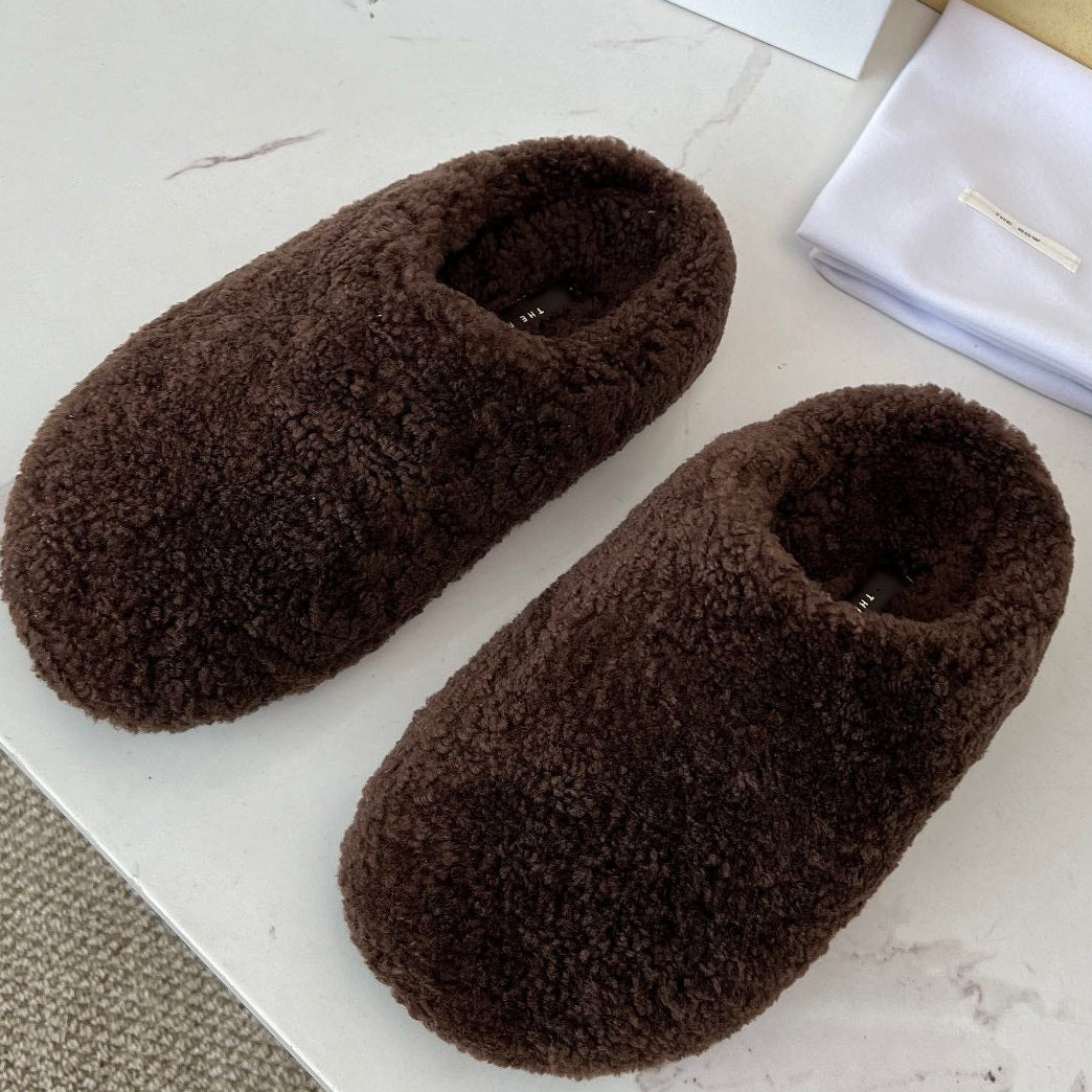 The Row 2025 Retro Oversized Toe Birkenstock Slipper Dark Brown Wool 576031