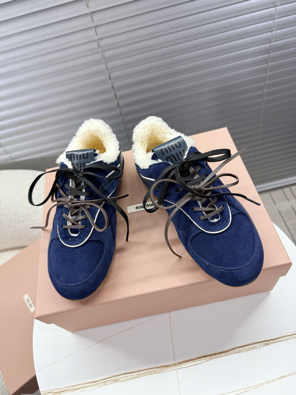 Miumiu 25 Sneaker Blue Suede Wool 553221