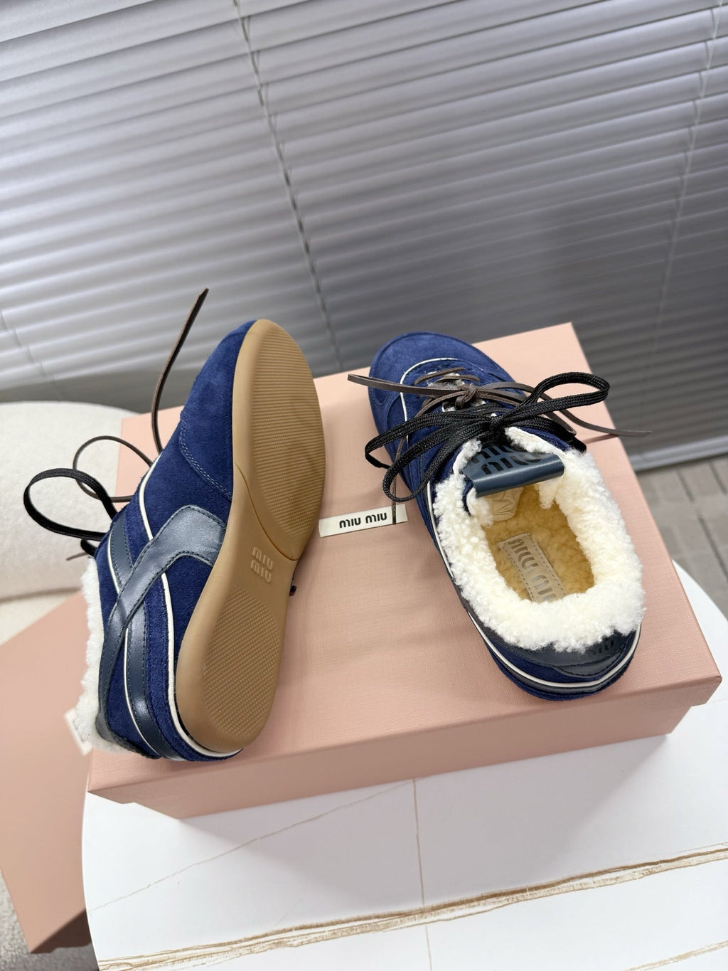 Miumiu 25 Sneaker Blue Suede Wool 553221