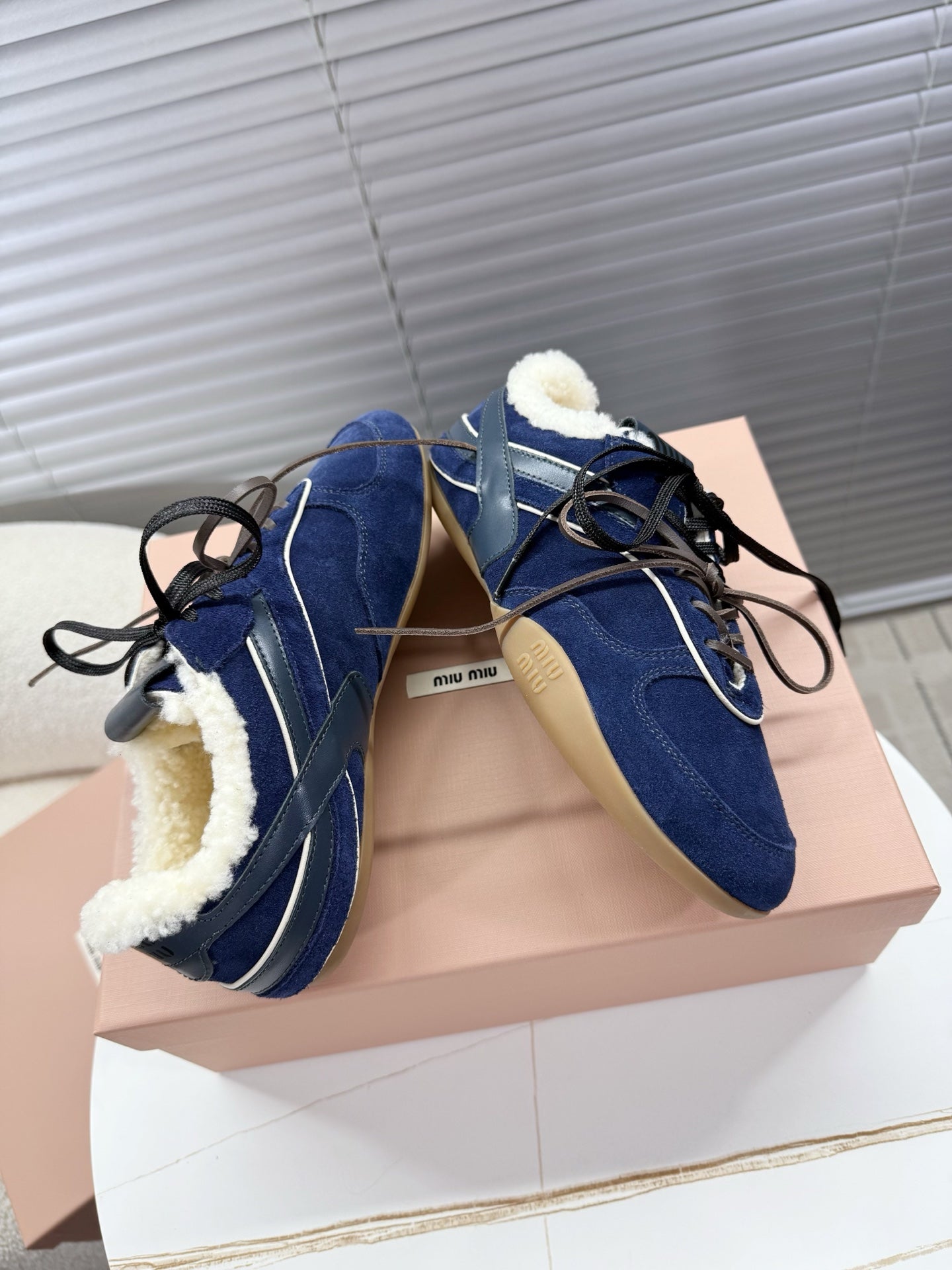 Miumiu 25 Sneaker Blue Suede Wool 553221