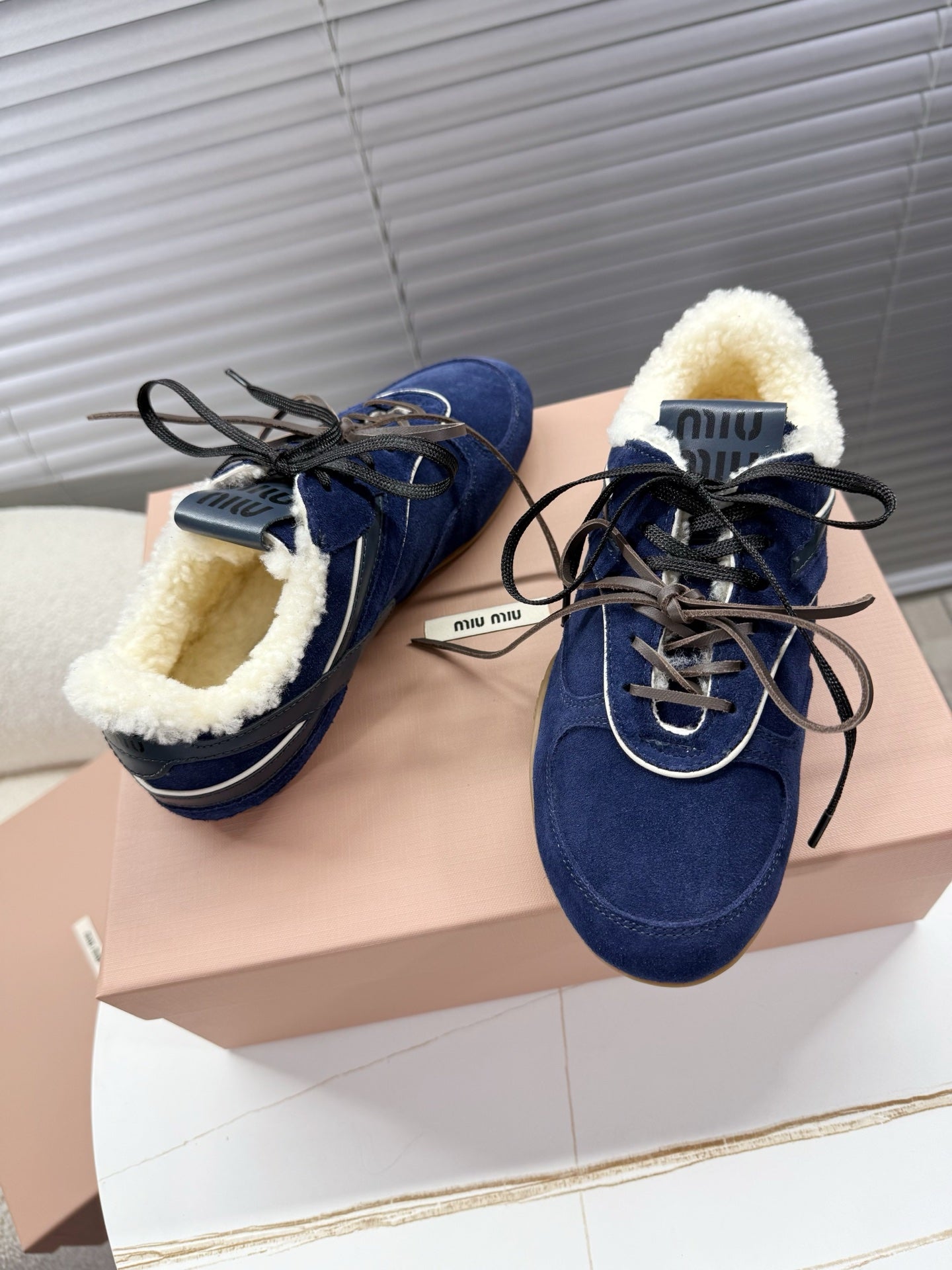 Miumiu 25 Sneaker Blue Suede Wool 553221