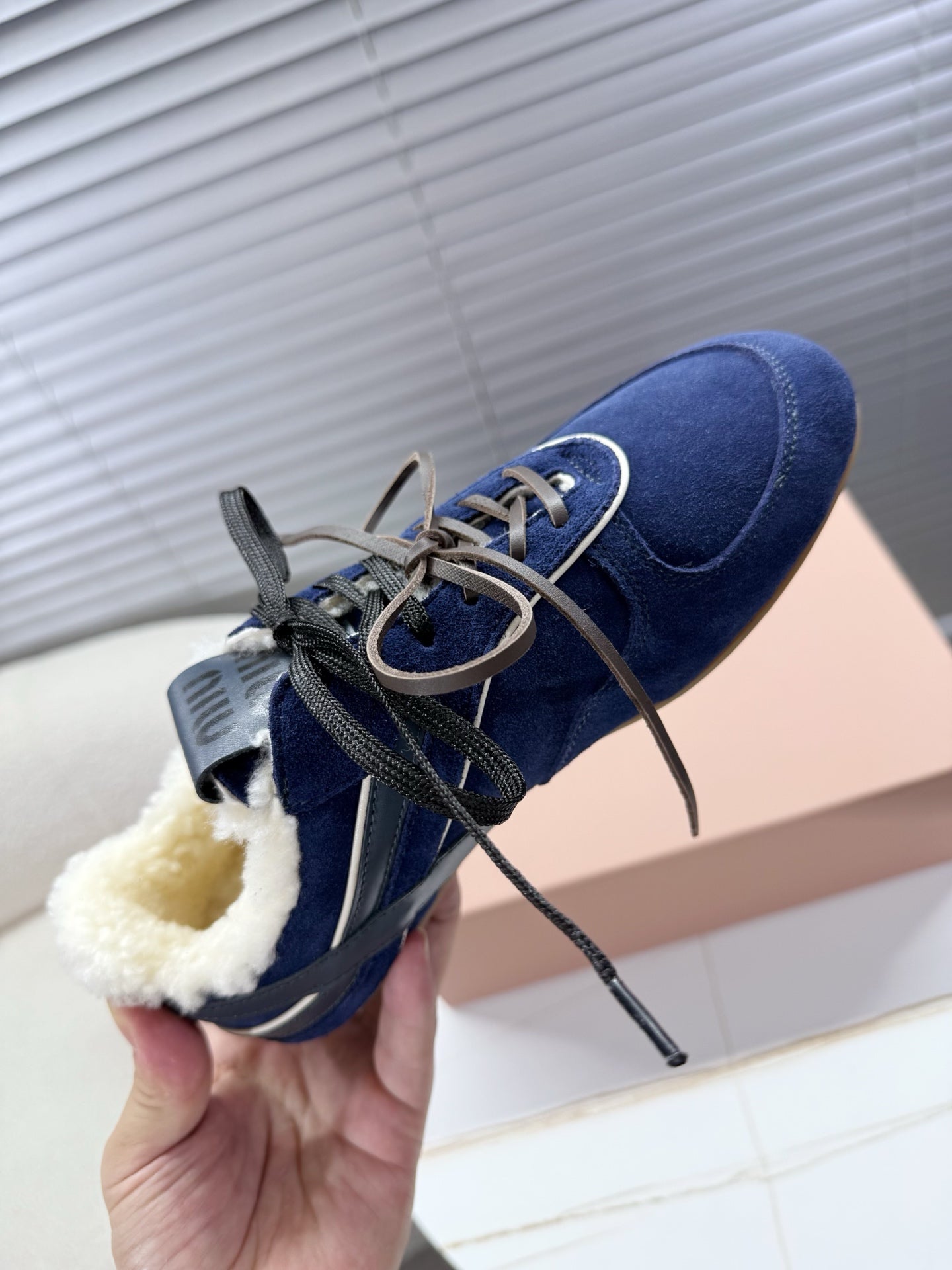 Miumiu 25 Sneaker Blue Suede Wool 553221