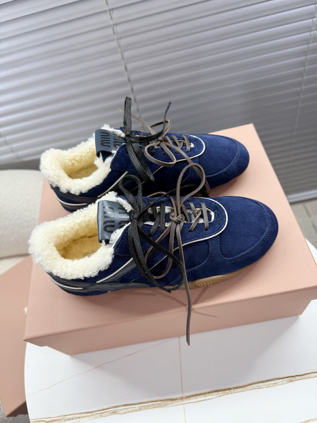 Miumiu 25 Sneaker Blue Suede Wool 553221