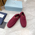 Prada 25SS Casual Elastic Loafers Wine Red Suede 564180