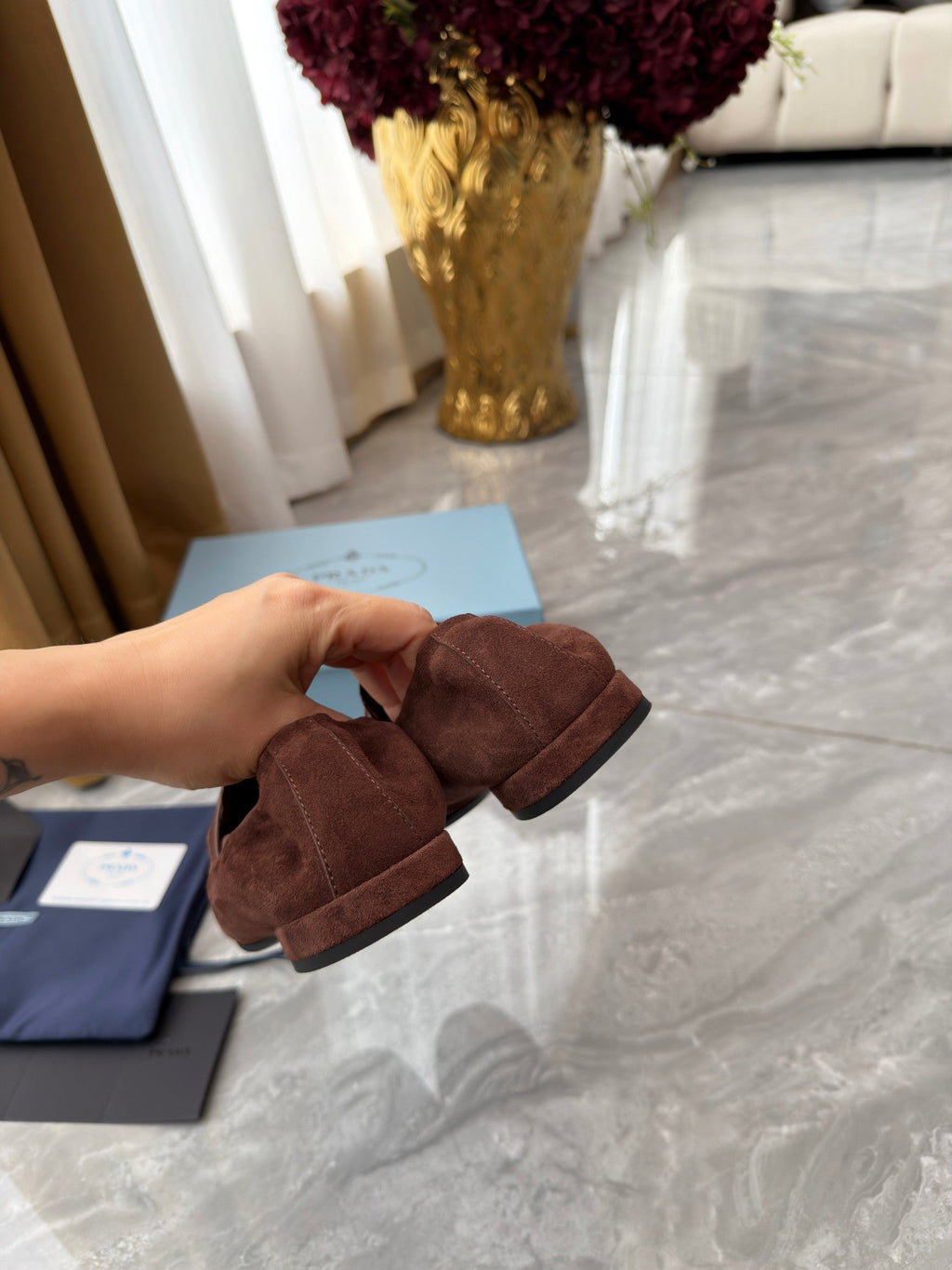 Prada 25SS Casual Elastic Loafers Warm Clay Suede 564181