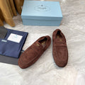 Prada 25SS Casual Elastic Loafers Warm Clay Suede 564181