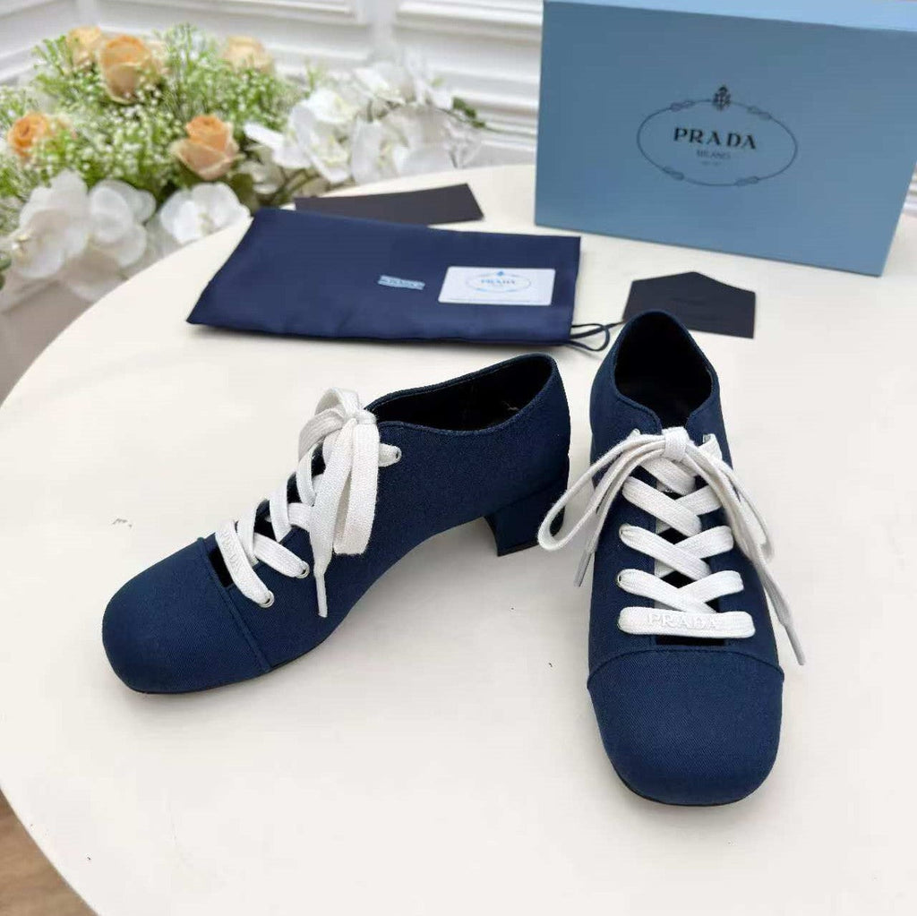 Prada 25 Mary Jane Shoes 55mm Dark Blue Fabric 564184