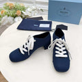 Prada 25 Mary Jane Shoes 55mm Dark Blue Fabric 564184