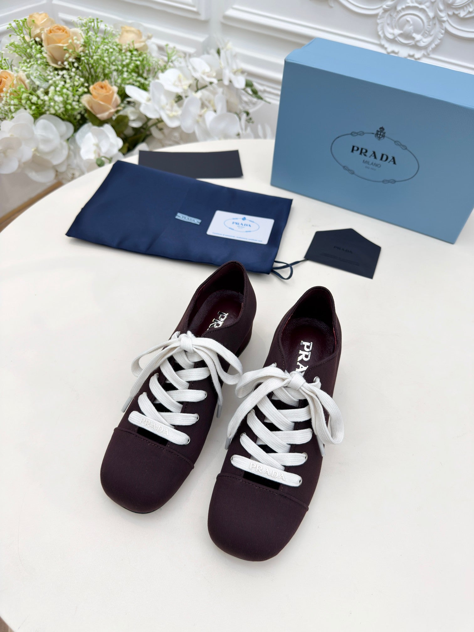 Prada 25 Mary Jane Shoes 55mm Dark Plum Fabric 564187