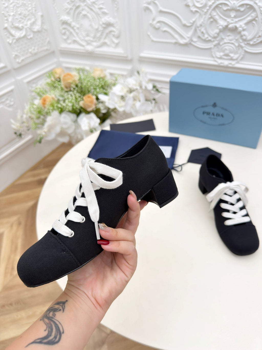 Prada 25 Mary Jane Shoes 55mm Black Fabric 564188