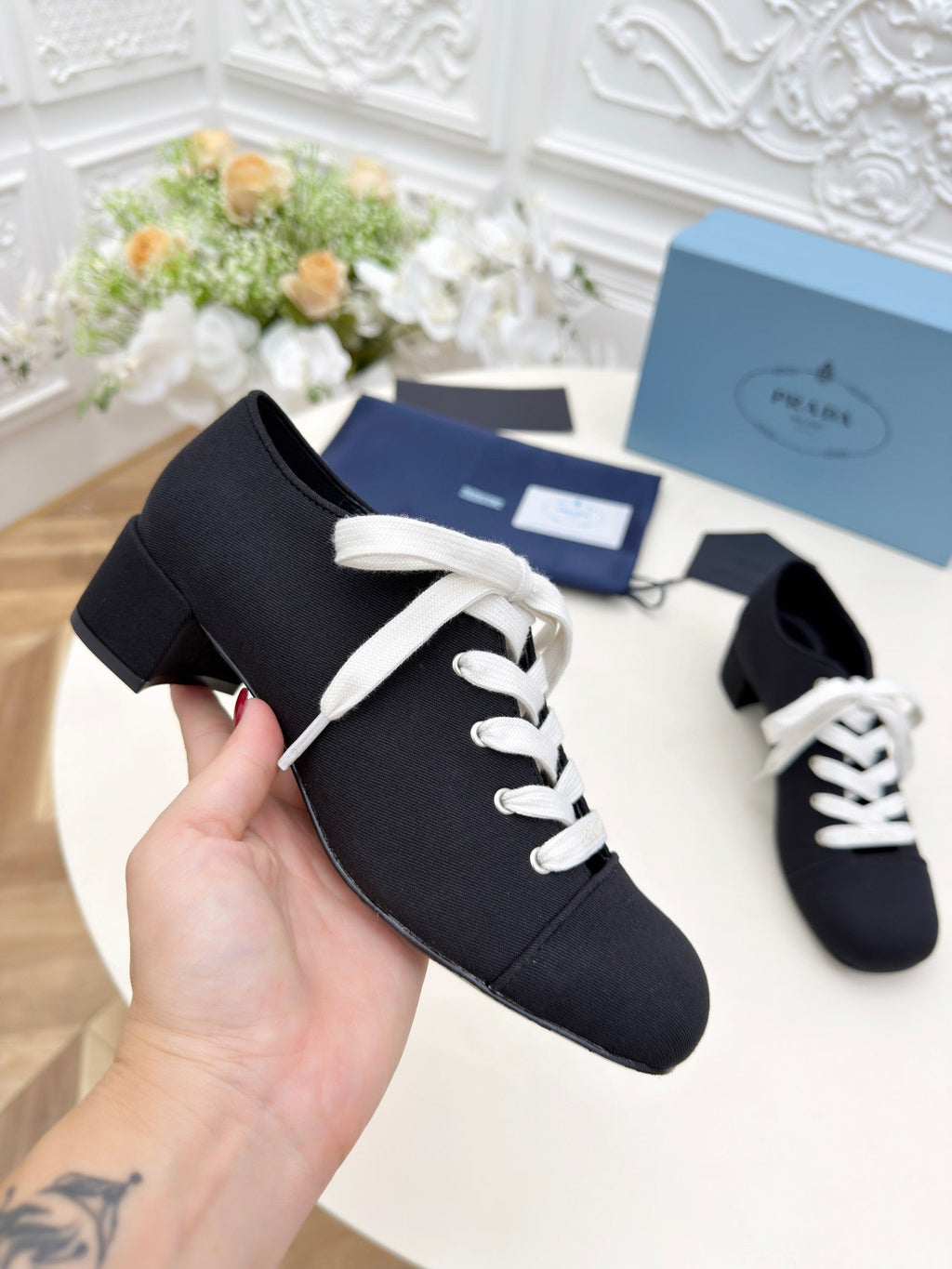 Prada 25 Mary Jane Shoes 55mm Black Fabric 564188